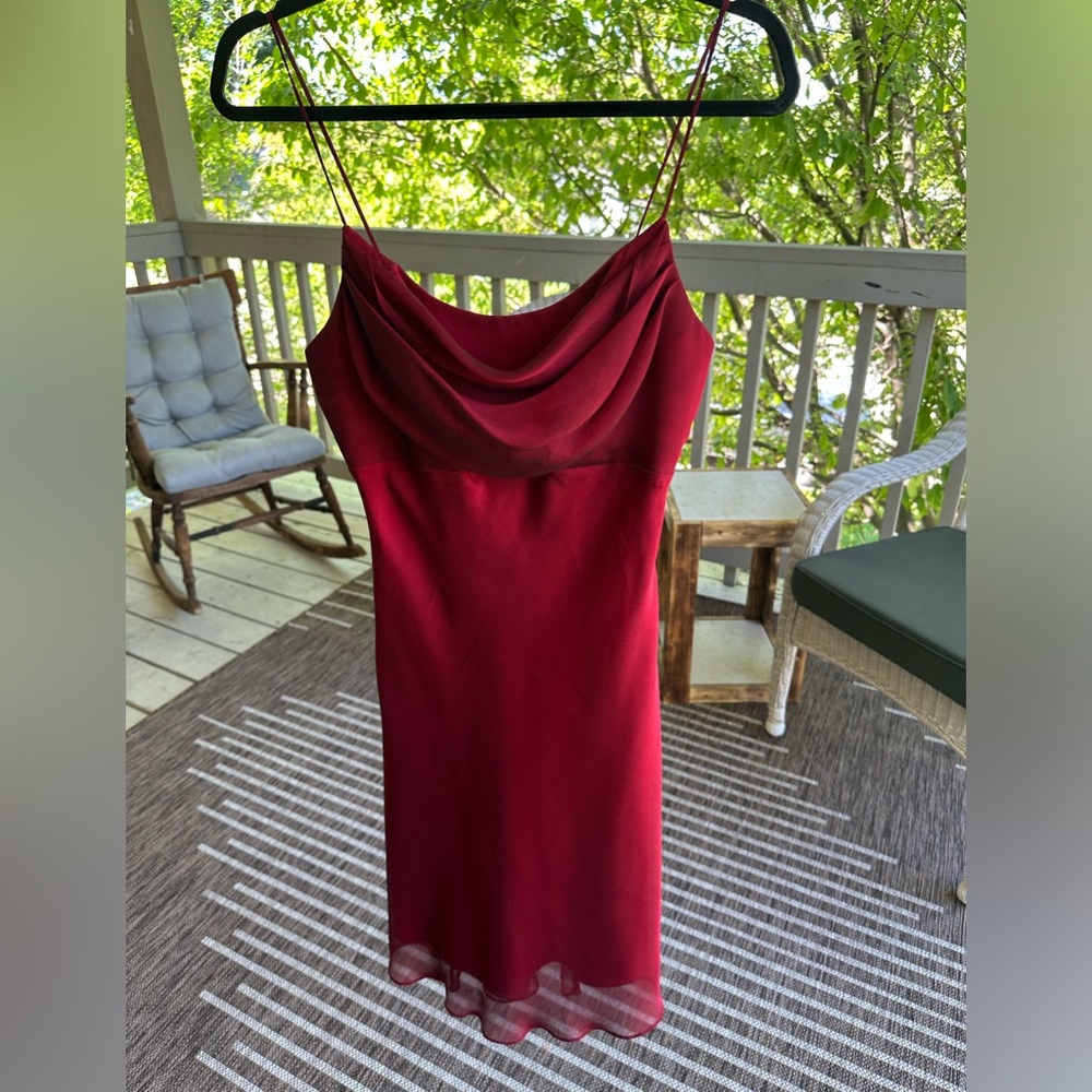 Vintage Caché Red Wine Chiffon Dress